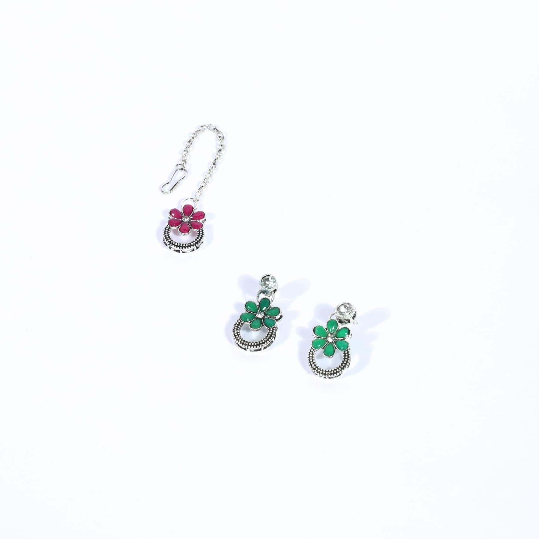Zingme Latest Stylish Traditional Oxidised Silver Necklace Jewellery Set for Women