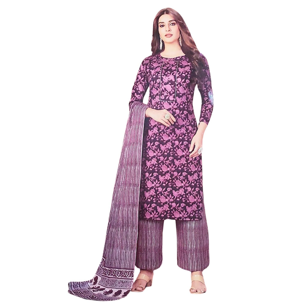 Zingme Women's Cotton Printed Unstitched Salwar Suit Dress Material with Printed Dupatta - Comfortable Ethnic Wear for Daily and Special Occasions