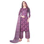 Zingme Women's Cotton Printed Unstitched Salwar Suit Dress Material with Printed Dupatta - Comfortable Ethnic Wear for Daily and Special Occasions