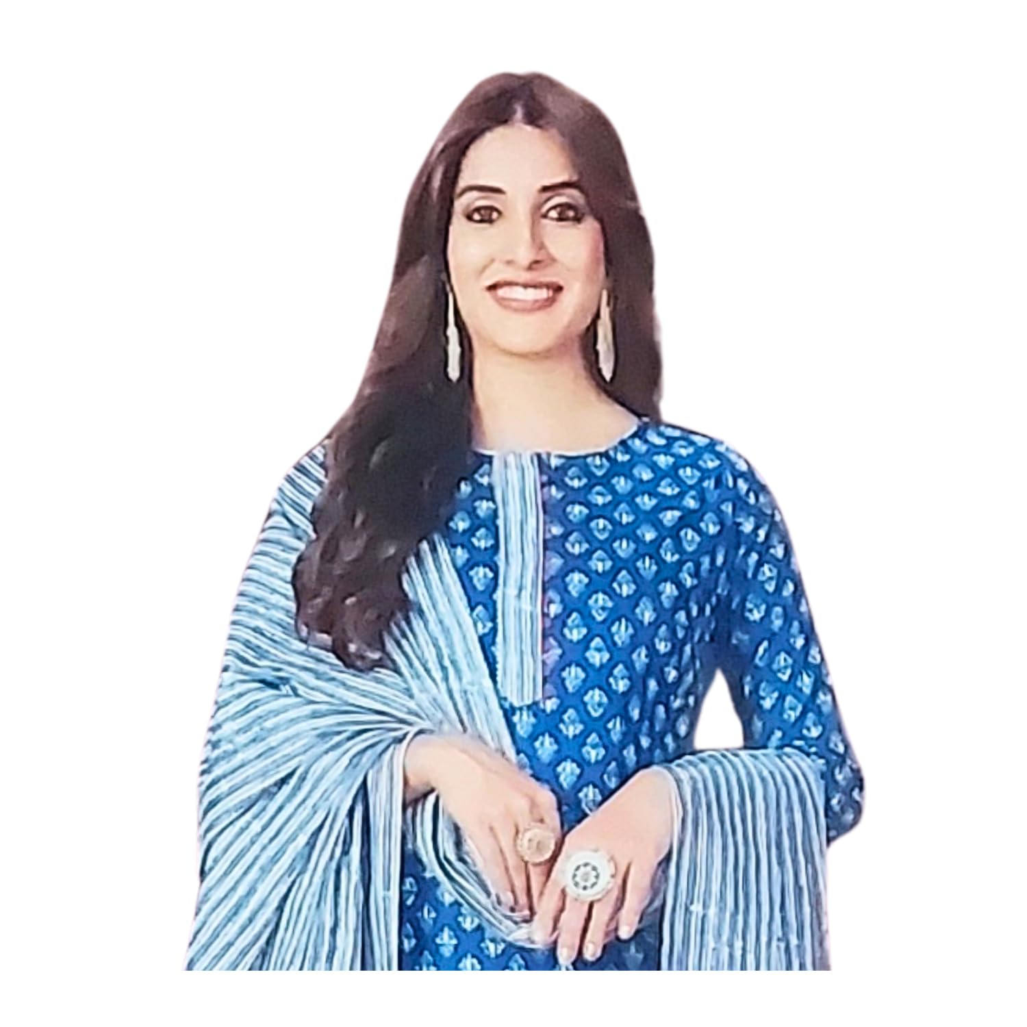 Zingme Women's Cotton Printed Unstitched Salwar Suit Dress Material with Printed Dupatta - Comfortable Ethnic Wear for Daily and Special Occasions