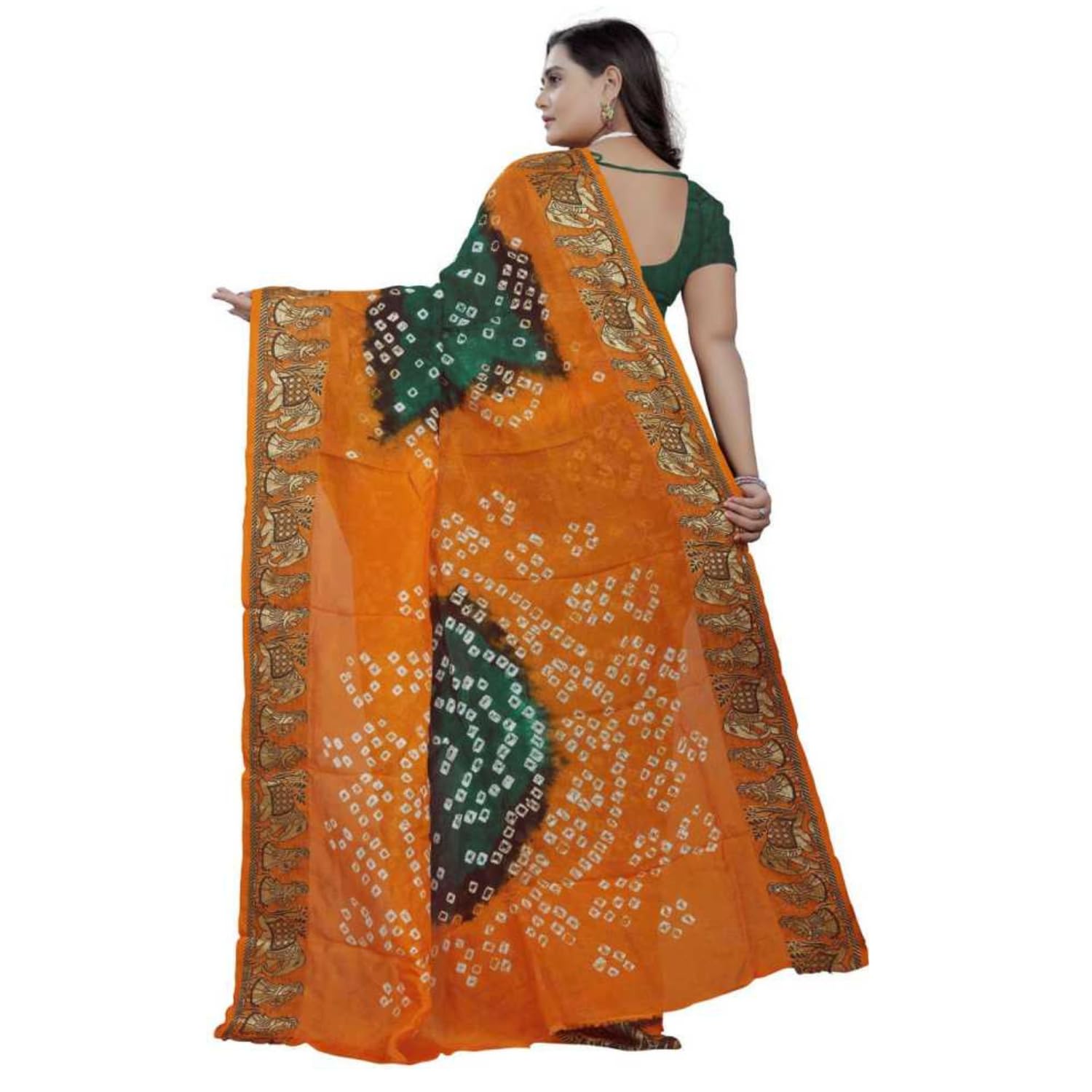 Zingme Elegant Art Silk Bandhani Saree – Traditional Indian Ethnic Wear for Festive Occasions