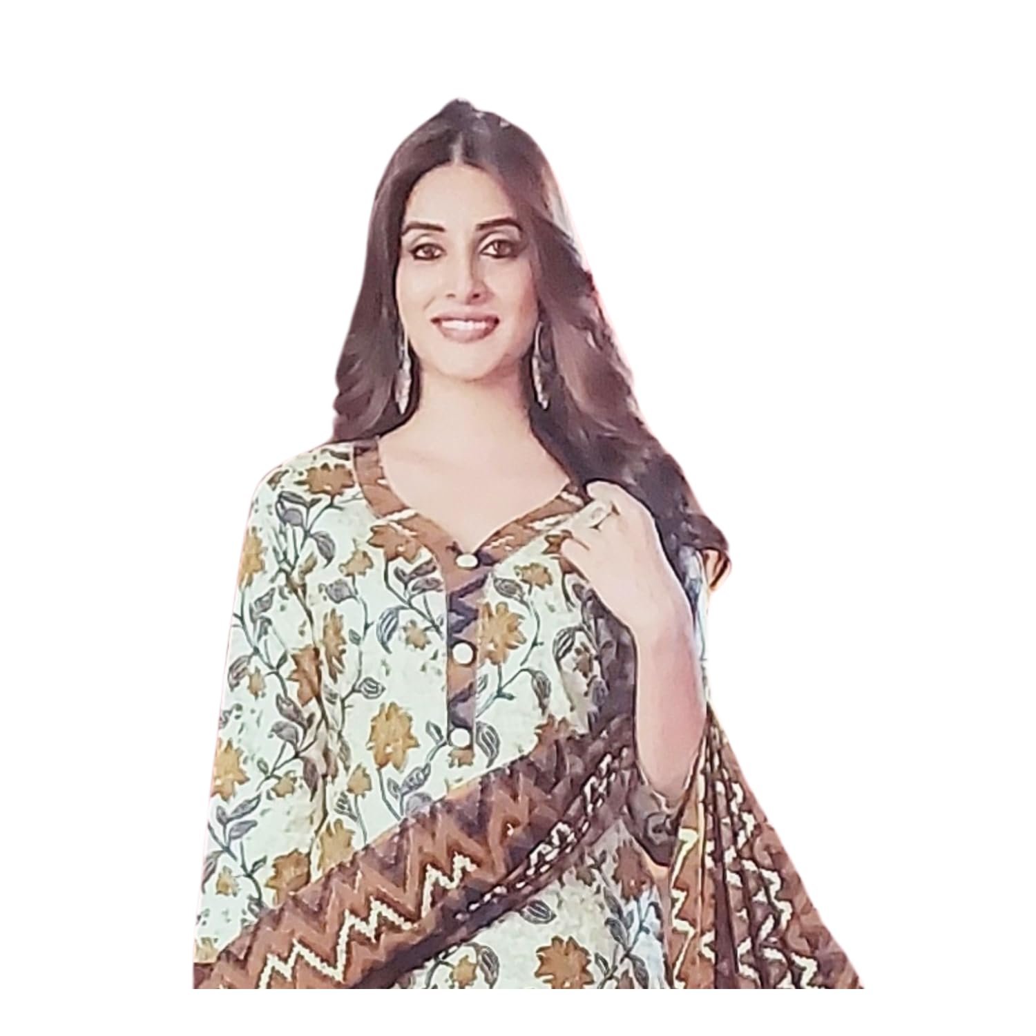 Zingme Women's Cotton Printed Unstitched Salwar Suit Dress Material with Printed Dupatta - Comfortable Ethnic Wear for Daily and Special Occasions
