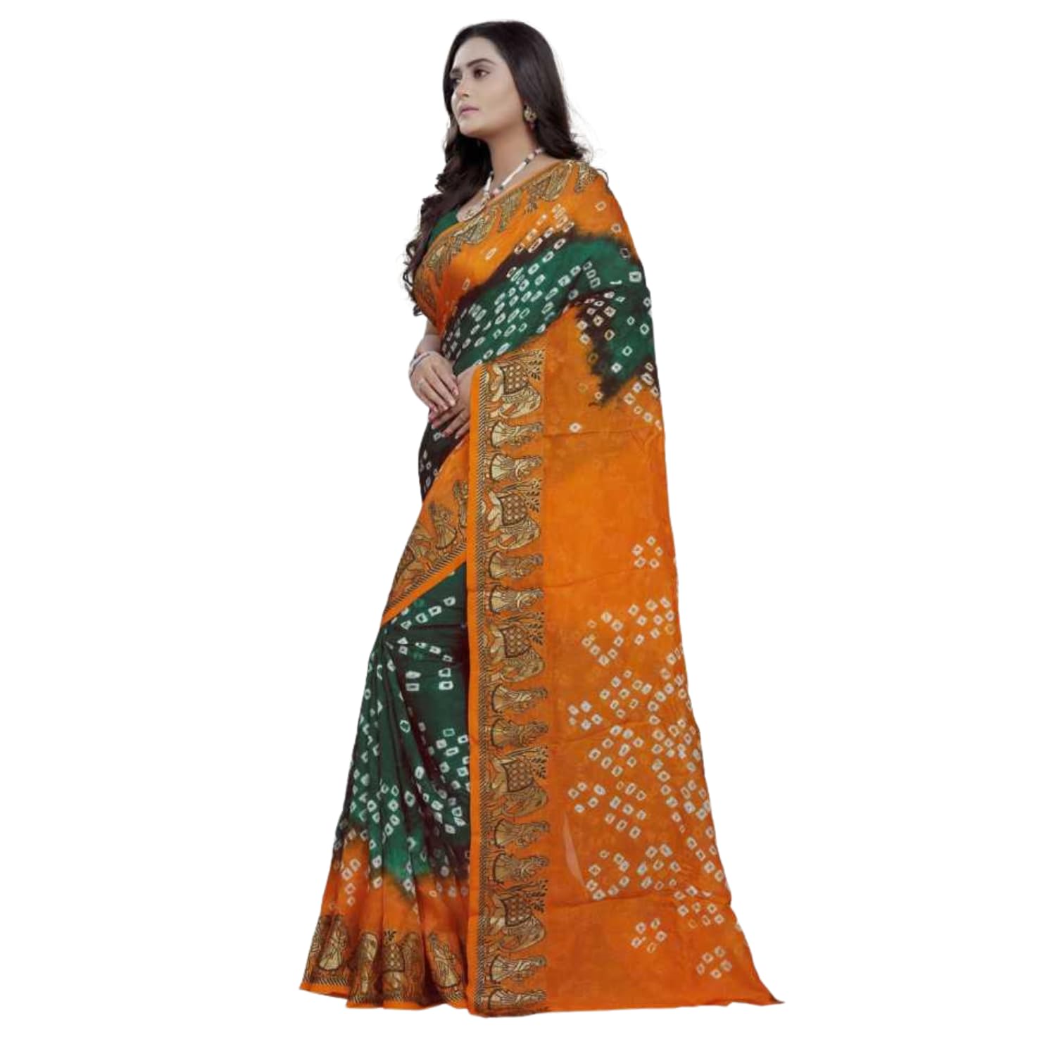 Zingme Elegant Art Silk Bandhani Saree – Traditional Indian Ethnic Wear for Festive Occasions