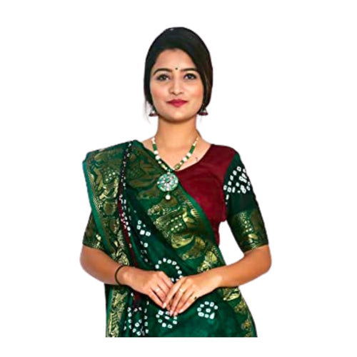 Zingme Women's Banarasi Silk Blend Saree with Blouse Piece - Elegant Traditional Ethenic Wear for Special Occasions
