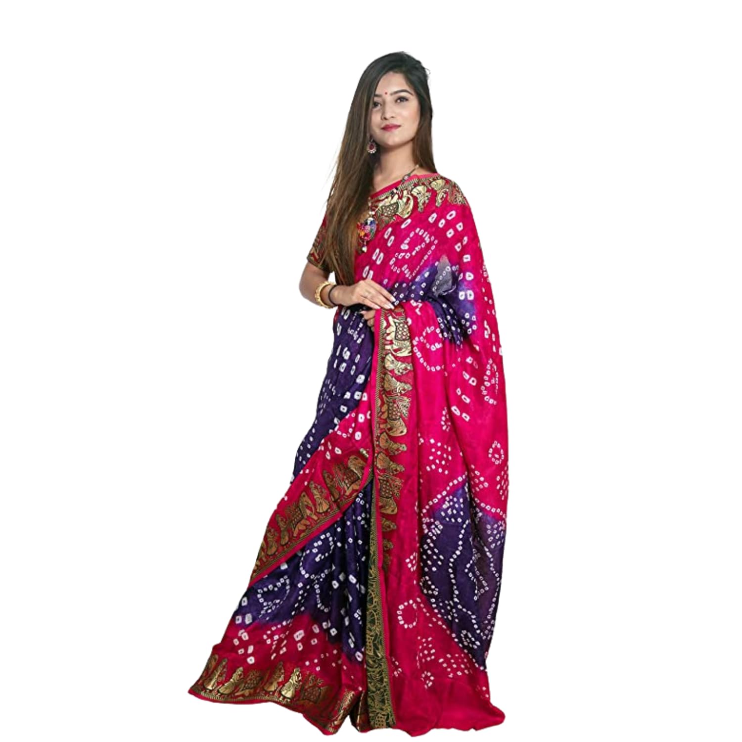 Zingme Women's Banarasi Silk Blend Saree with Blouse Piece - Elegant Traditional Ethenic Wear for Special Occasions