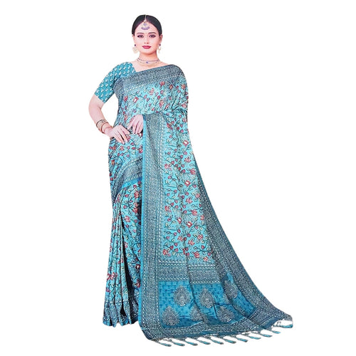 Zingme Women's Bhagalpuri Jacquard Saree with Digital Print | Elegant Ethnic Wear for Festive & Party Occasions
