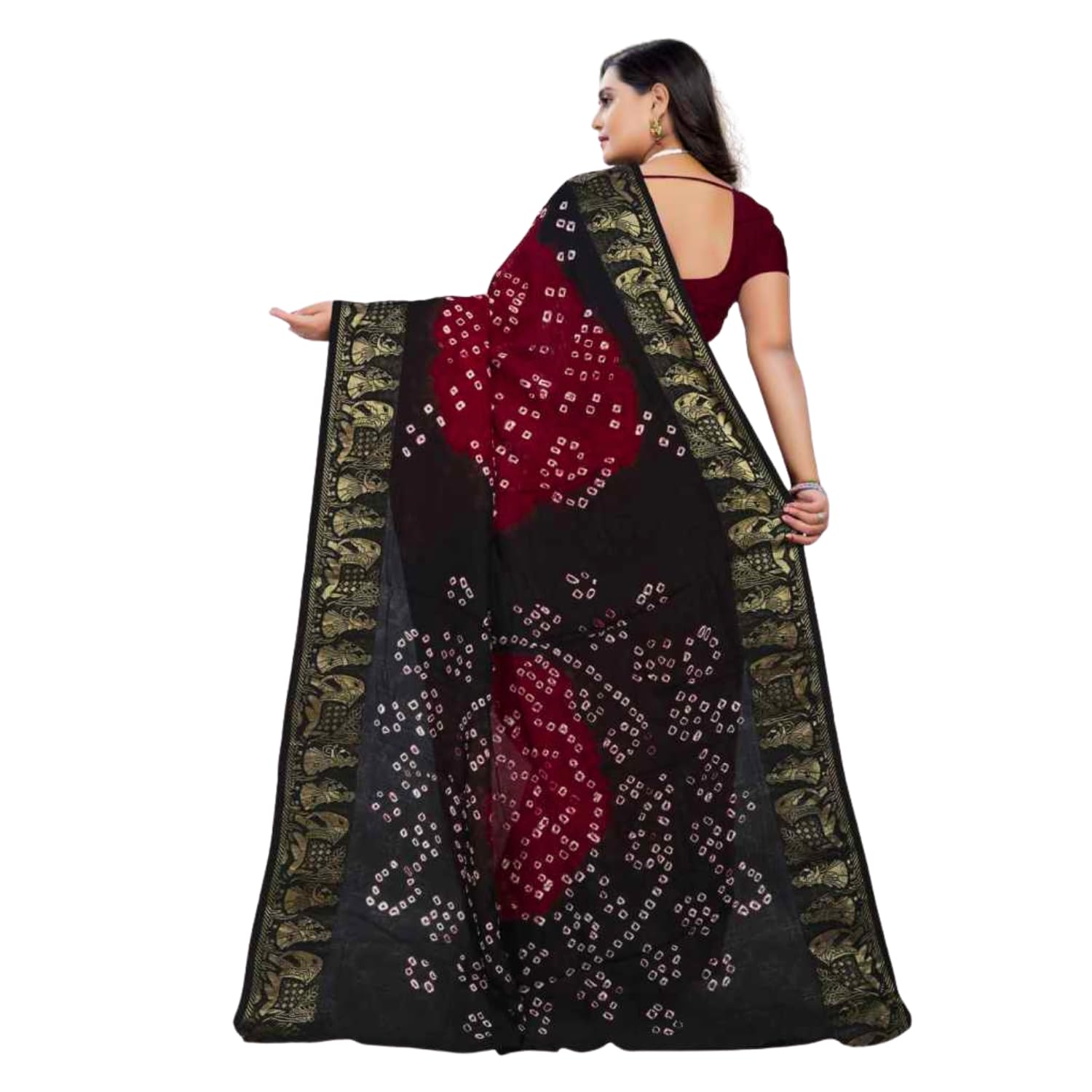 Zingme Elegant Art Silk Bandhani Saree – Traditional Indian Ethnic Wear for Festive Occasions