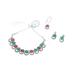 Zingme Latest Stylish Traditional Oxidised Silver Necklace Jewellery Set for Women