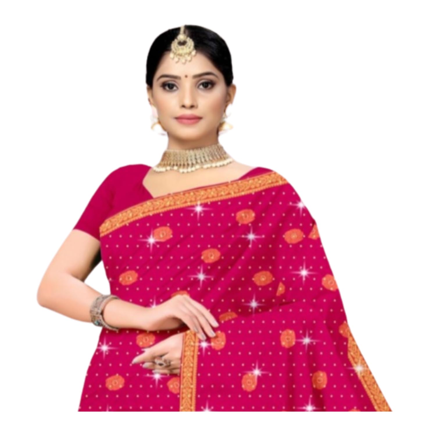 Zingme Women's Embroidered Bollywood Cotton Linen Saree - Lightweight & Elegant Traditional Wear
