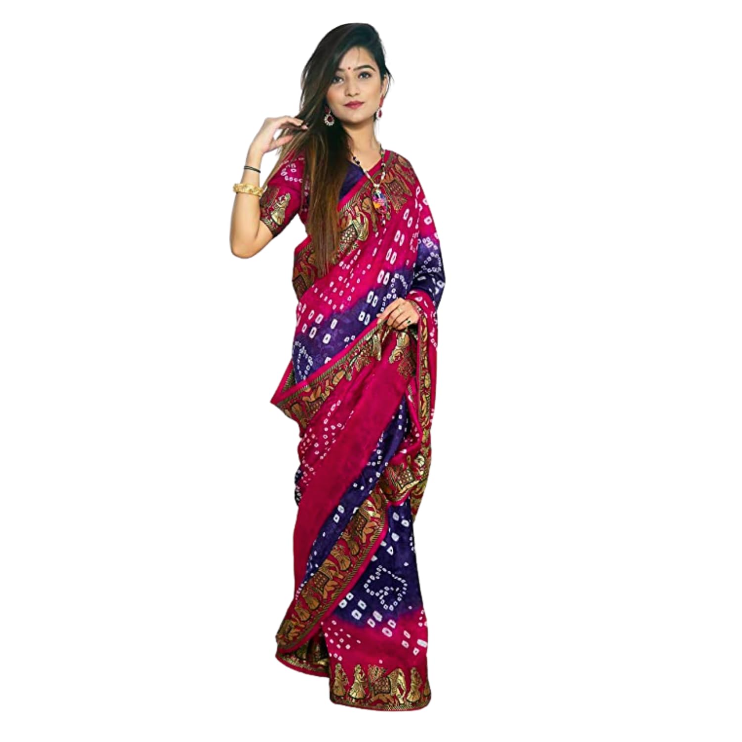 Zingme Women's Banarasi Silk Blend Saree with Blouse Piece - Elegant Traditional Ethenic Wear for Special Occasions