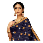 Zingme Women's Embroidered Bollywood Cotton Linen Saree - Lightweight & Elegant Traditional Wear