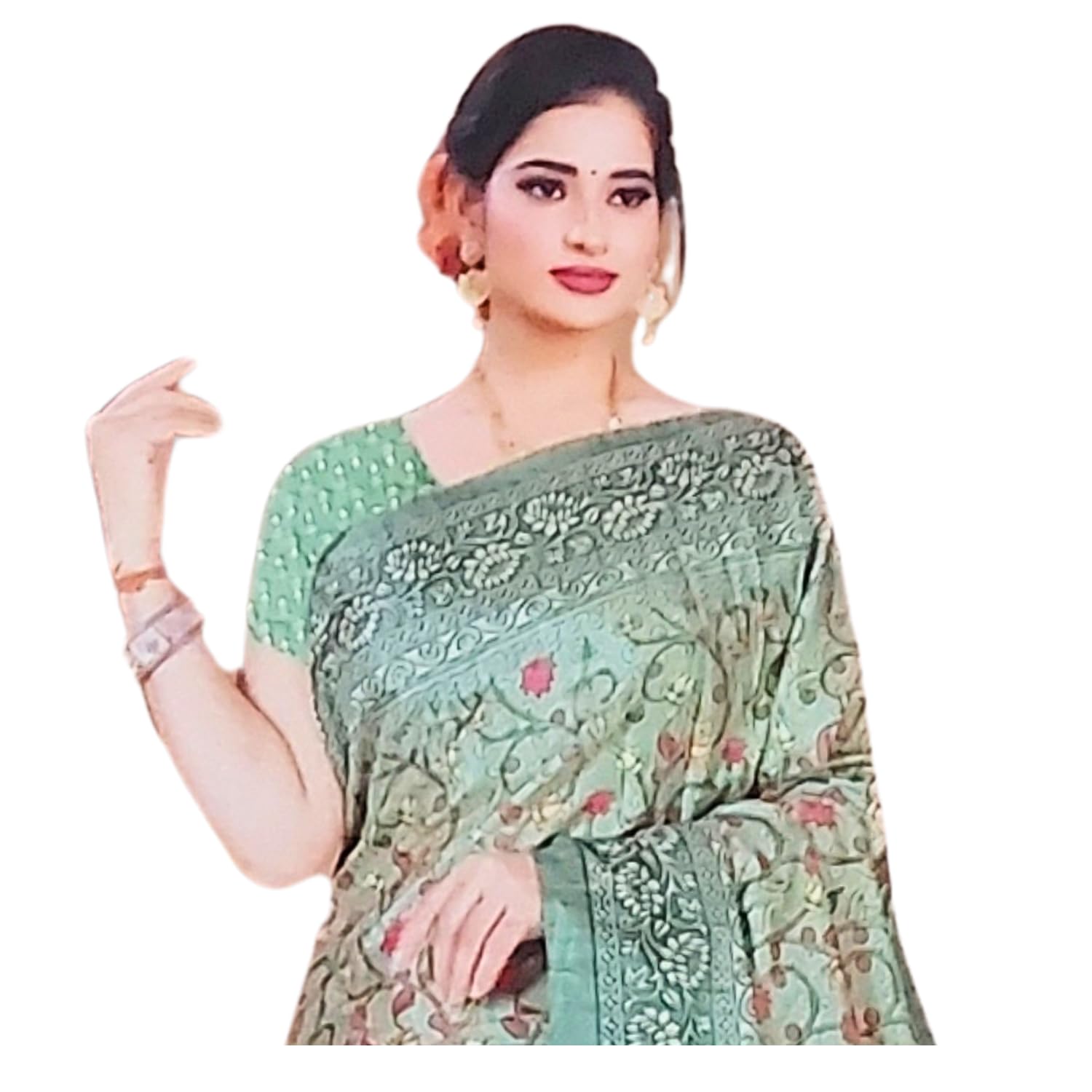 Zingme Women's Bhagalpuri Jacquard Saree with Digital Print | Elegant Ethnic Wear for Festive & Party Occasions