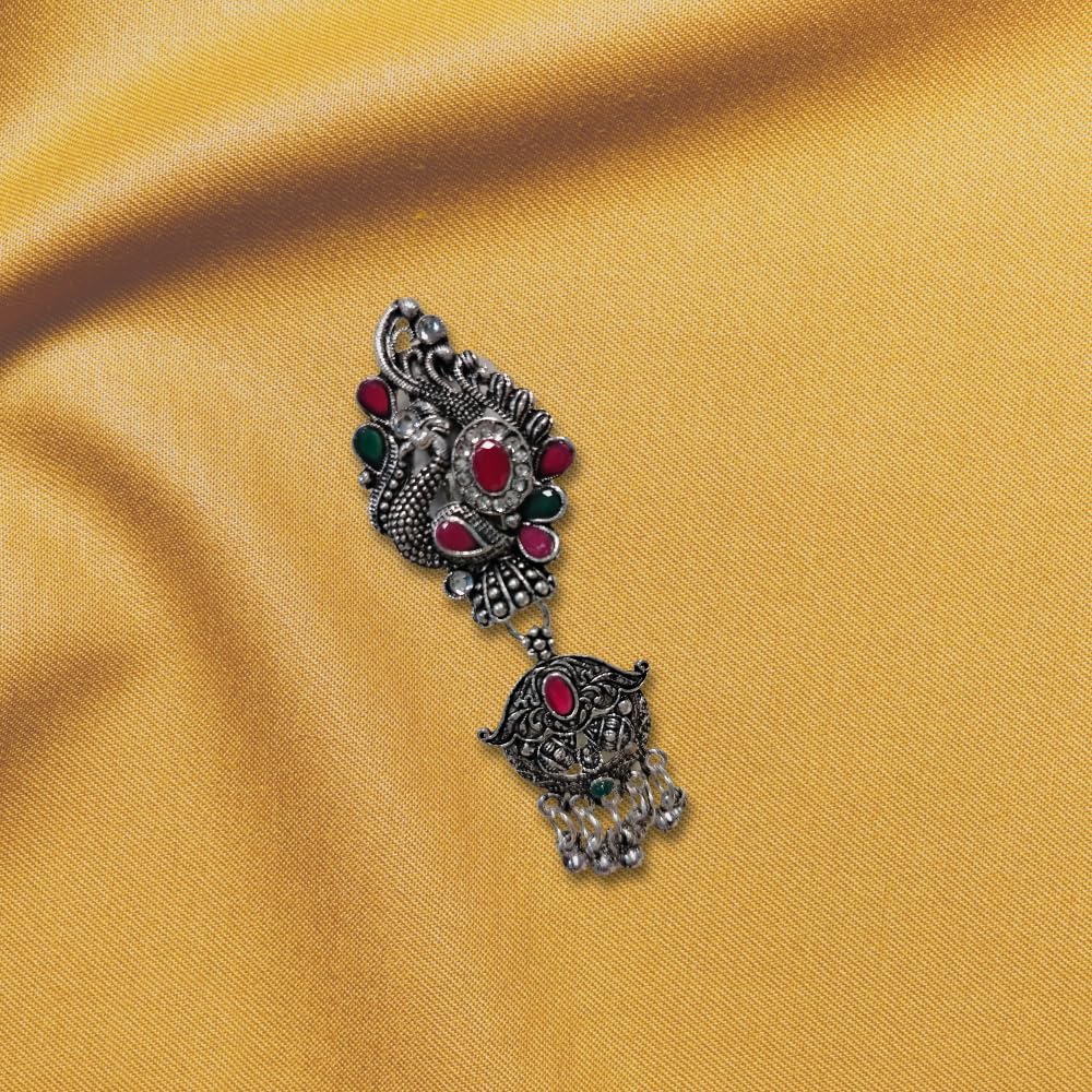 ZingMe Silver Plated Stone Studded Saree Clip Saree Accessories
