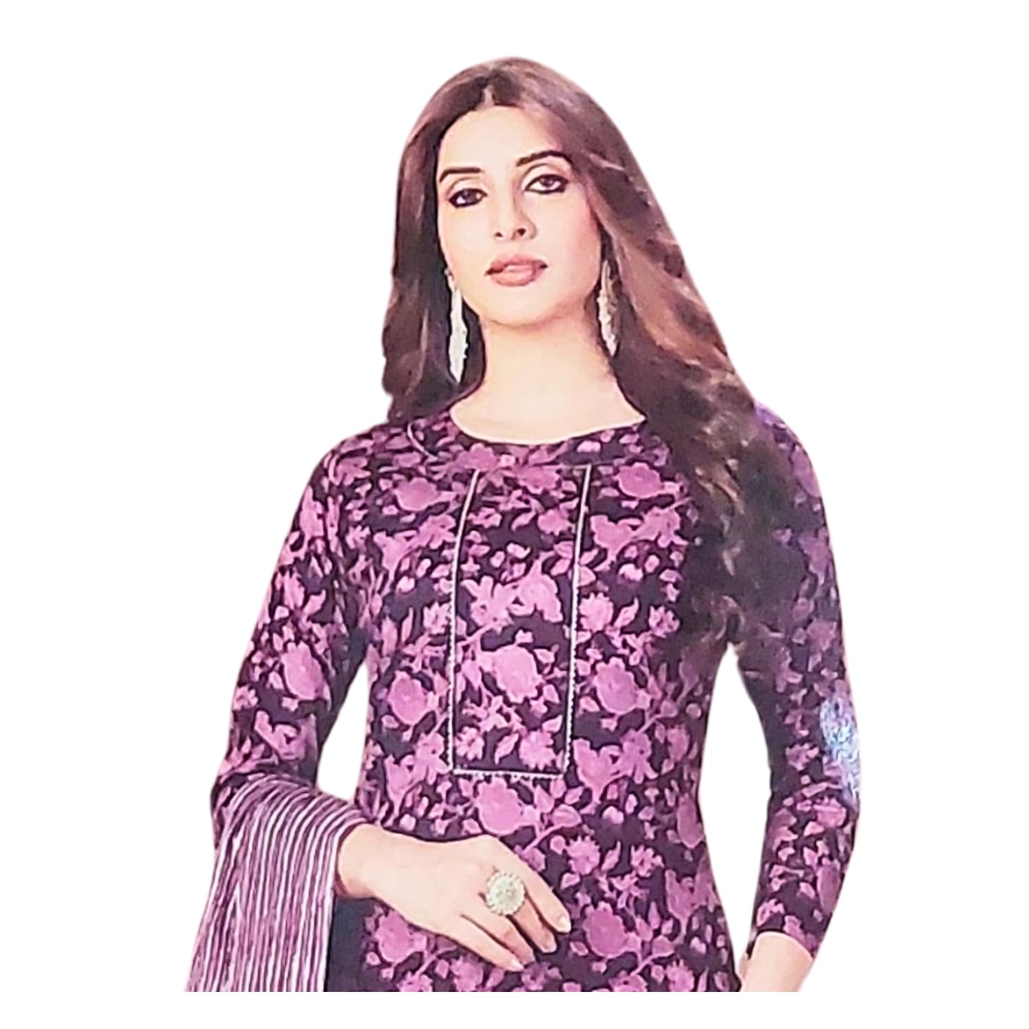 Zingme Women's Cotton Printed Unstitched Salwar Suit Dress Material with Printed Dupatta - Comfortable Ethnic Wear for Daily and Special Occasions