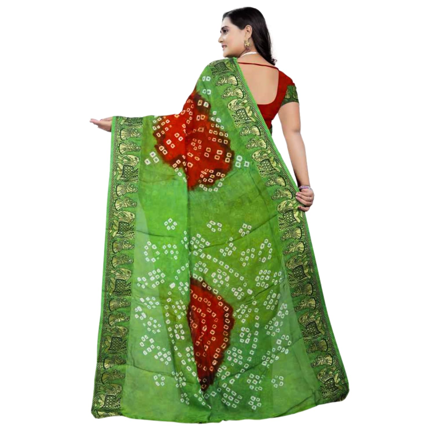 Zingme Elegant Art Silk Bandhani Saree – Traditional Indian Ethnic Wear for Festive Occasions