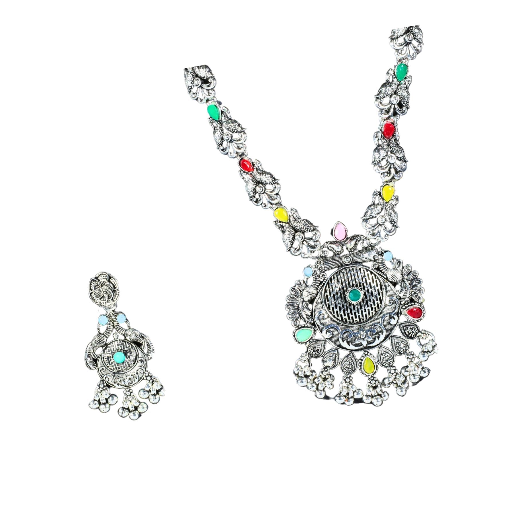 Zingme Stylish Oxidised Jewellery Long Necklace Set for Women & Girls