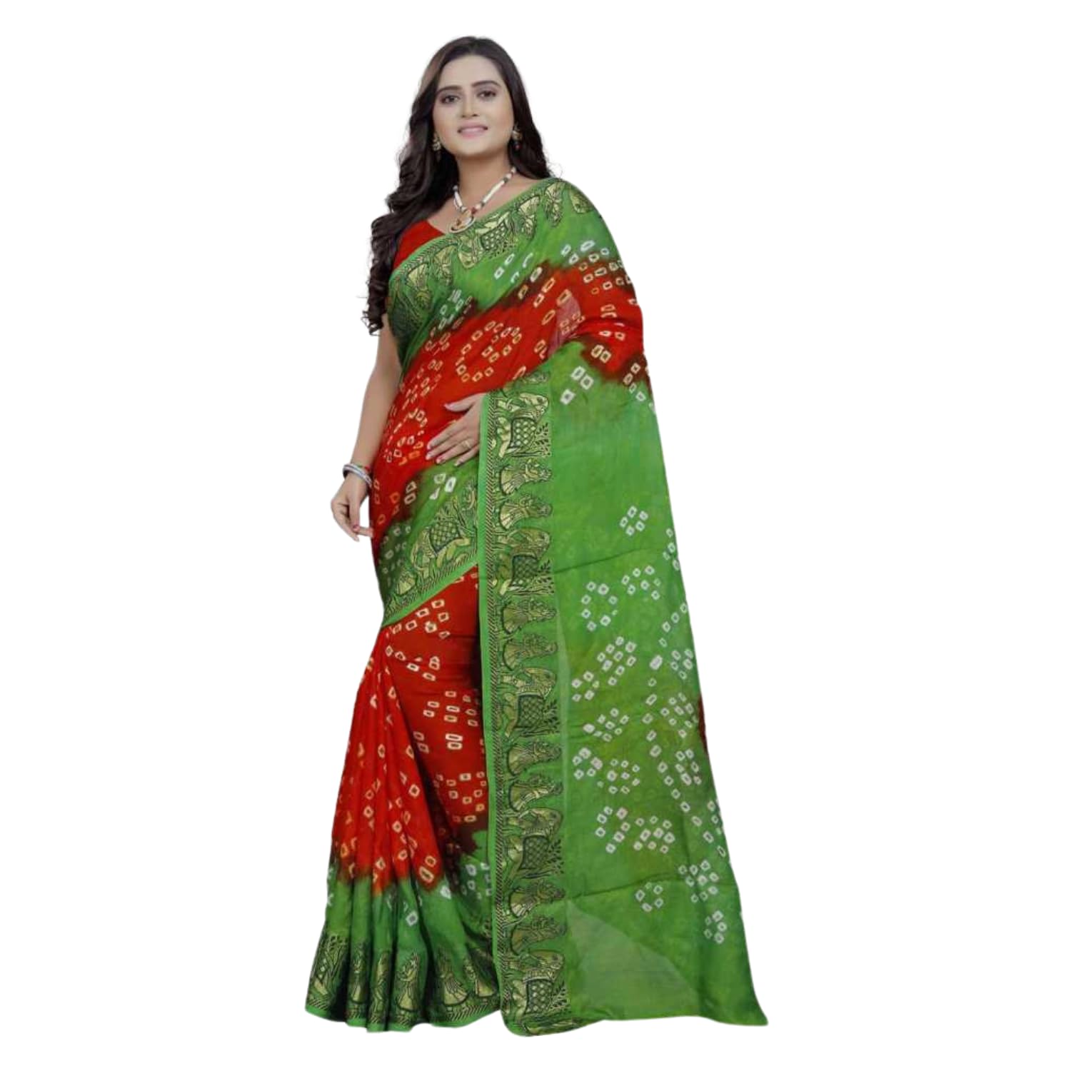 Zingme Elegant Art Silk Bandhani Saree – Traditional Indian Ethnic Wear for Festive Occasions