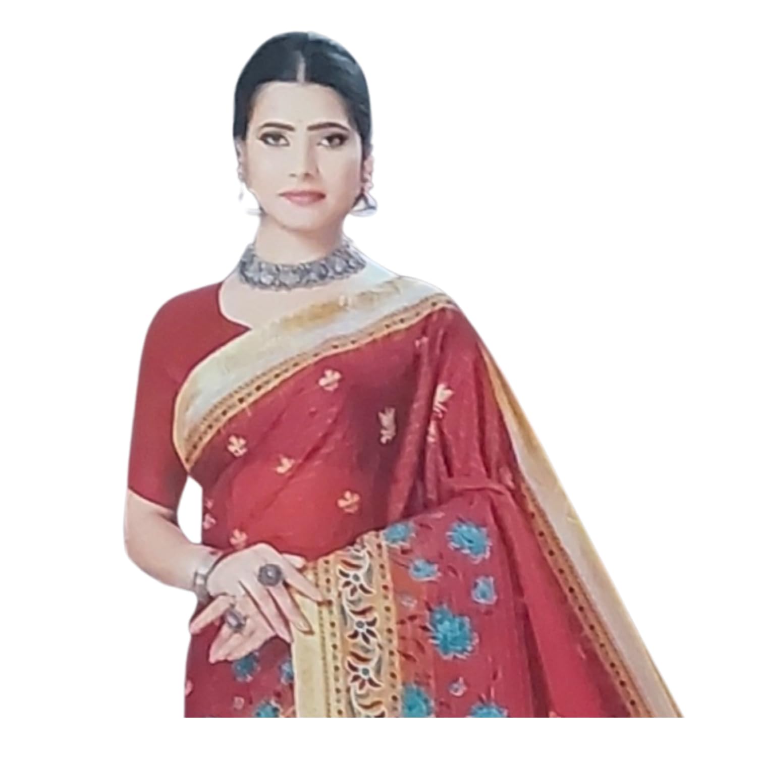 Zingme Women's Printed Art Silk Saree with Blouse Piece - Lightweight Ethnic Wear for Festive and Special Occasions