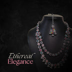 Zingme Latest Stylish Traditional Oxidised Silver Necklace Jewellery Set for Women