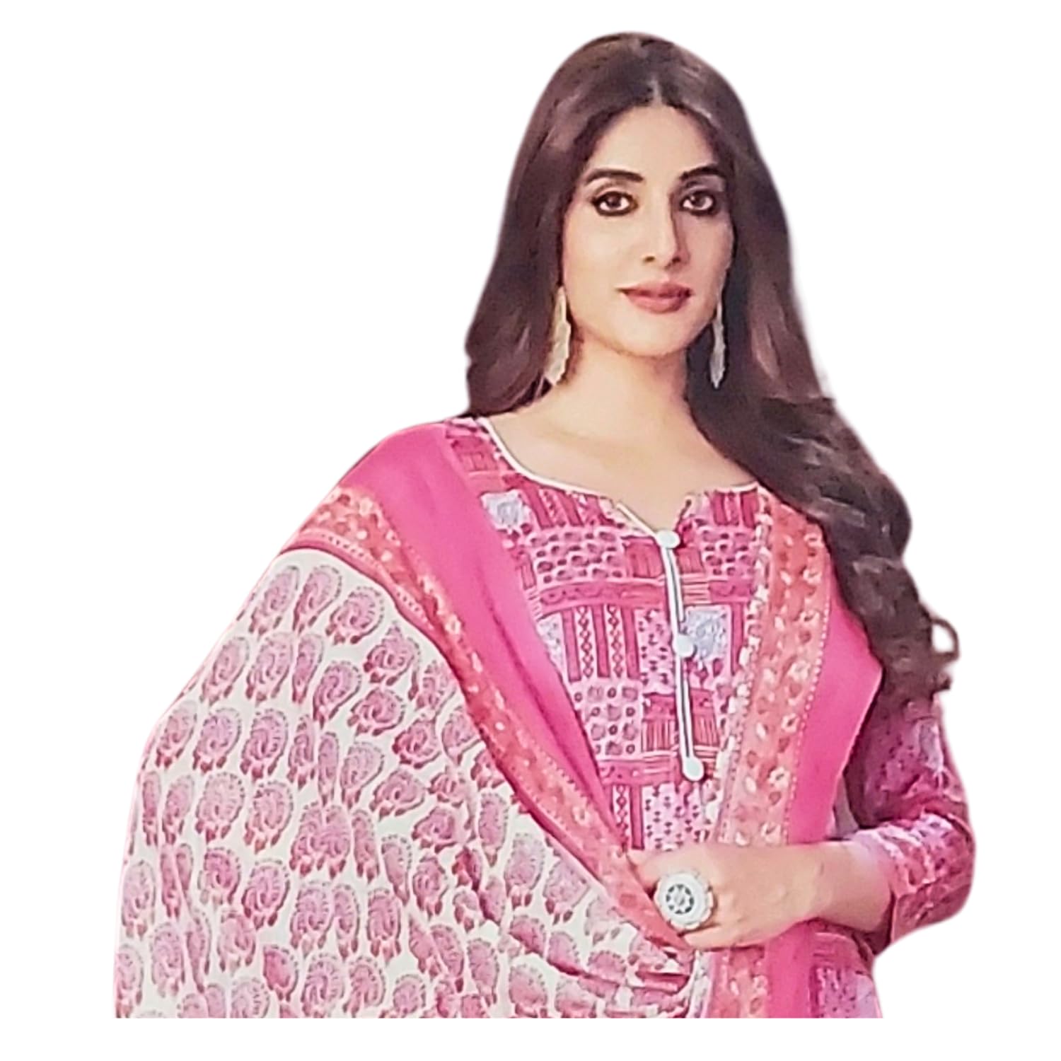 Zingme Women's Cotton Printed Unstitched Salwar Suit Dress Material with Printed Dupatta - Comfortable Ethnic Wear for Daily and Special Occasions