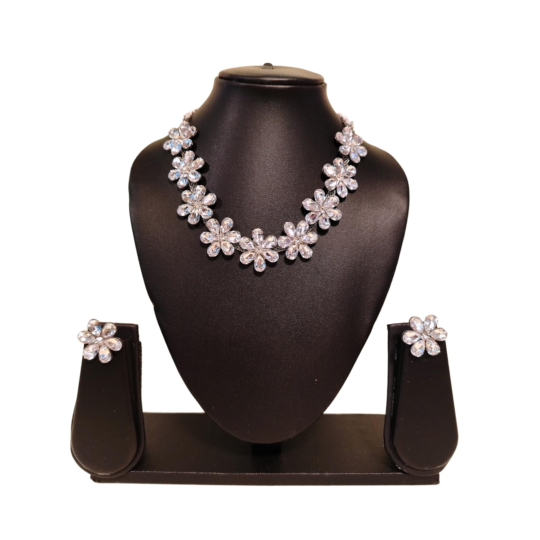 Zingme Latest Stylish Traditional Oxidised Silver Necklace Jewellery Set for Women