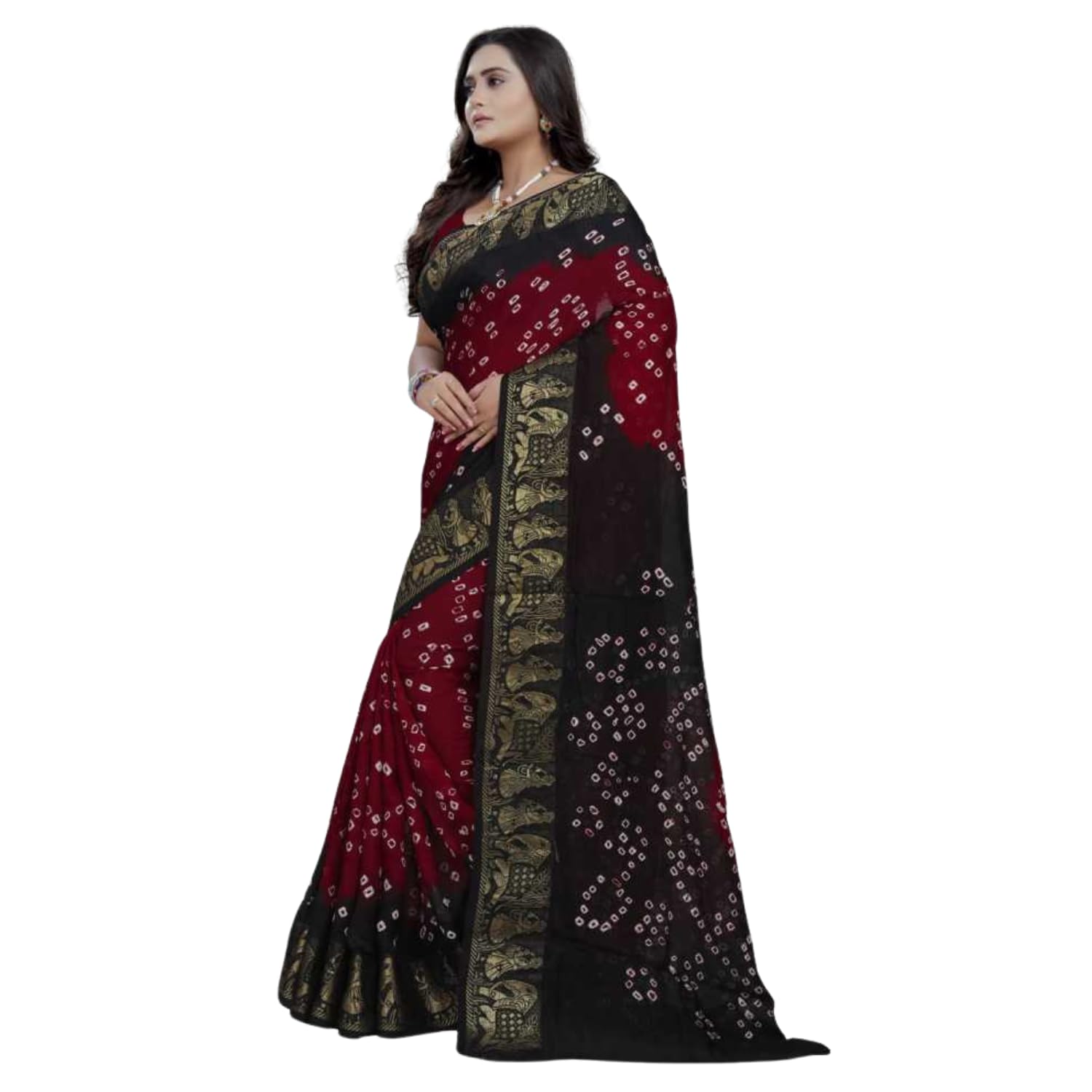 Zingme Elegant Art Silk Bandhani Saree – Traditional Indian Ethnic Wear for Festive Occasions
