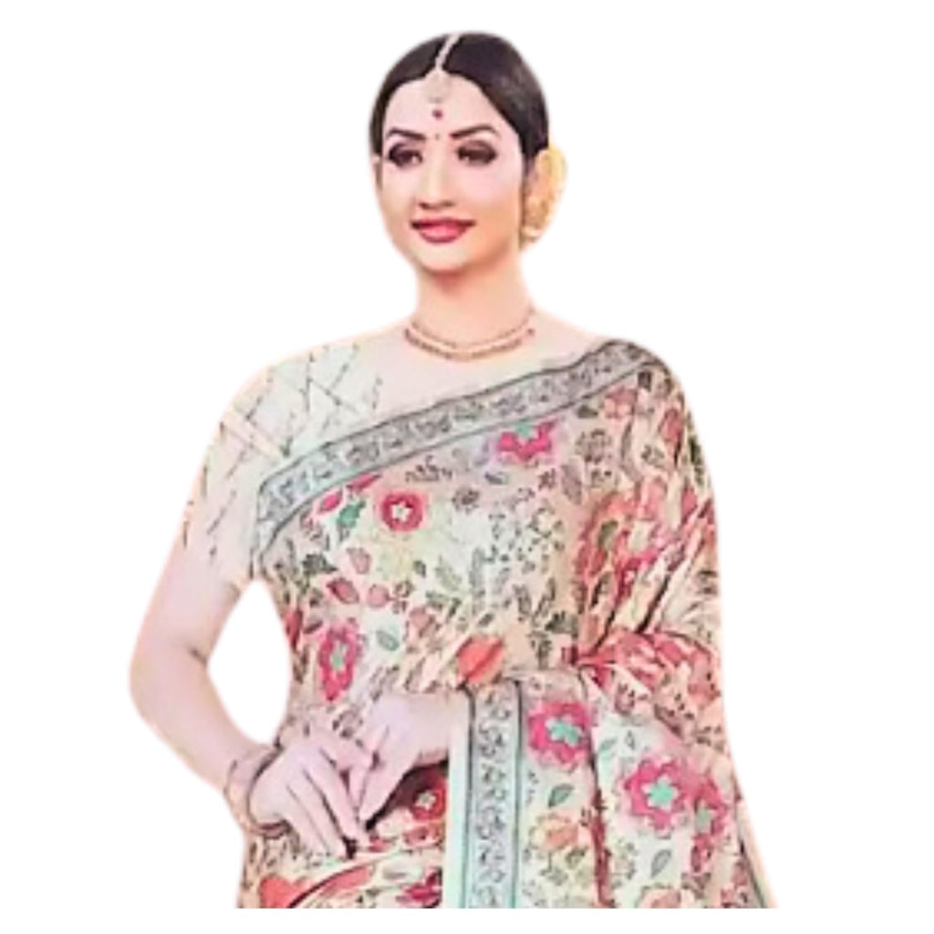 Zingme Women's Bhagalpuri Jacquard Saree with Digital Print | Elegant Ethnic Wear for Festive & Party Occasions