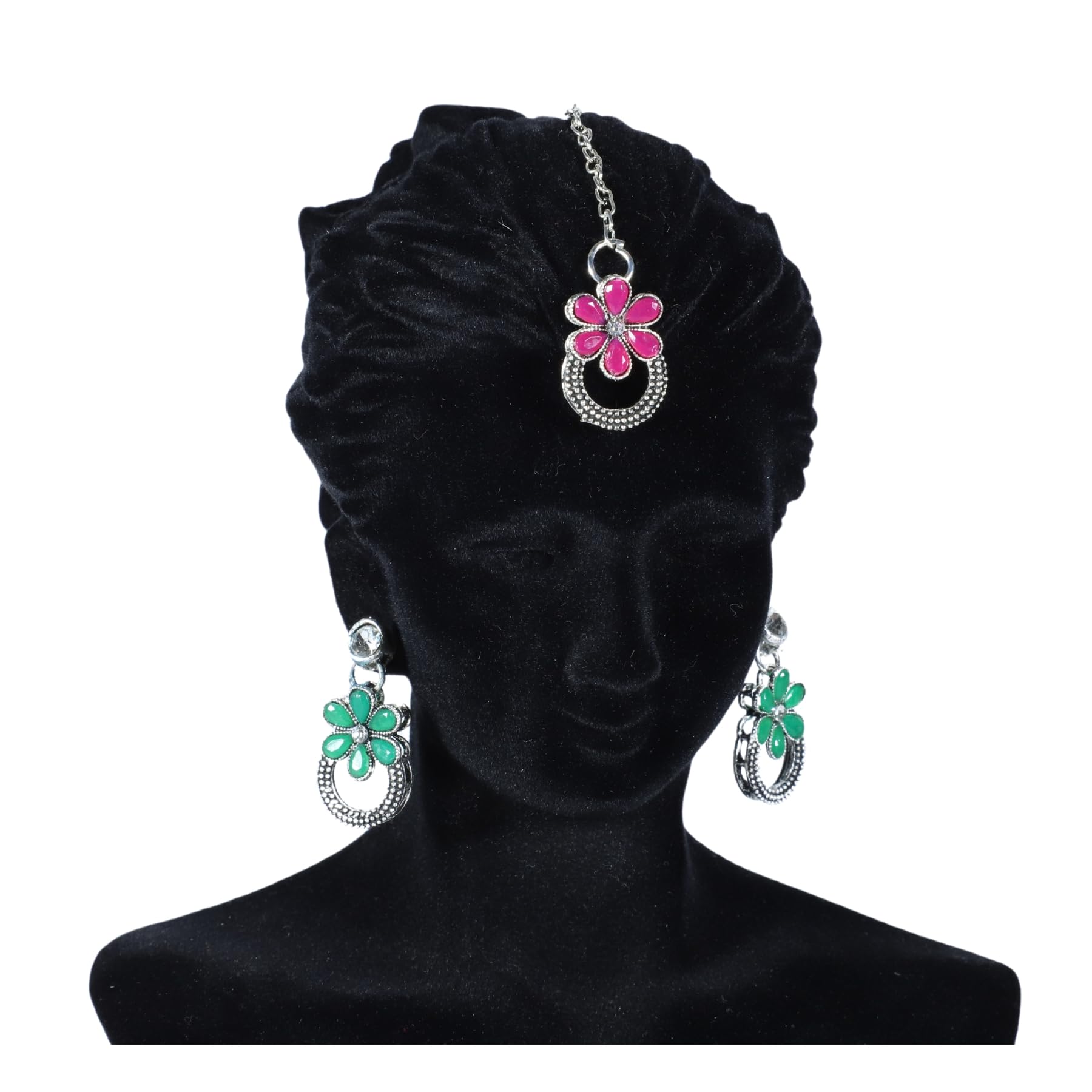 Zingme Latest Stylish Traditional Oxidised Silver Necklace Jewellery Set for Women