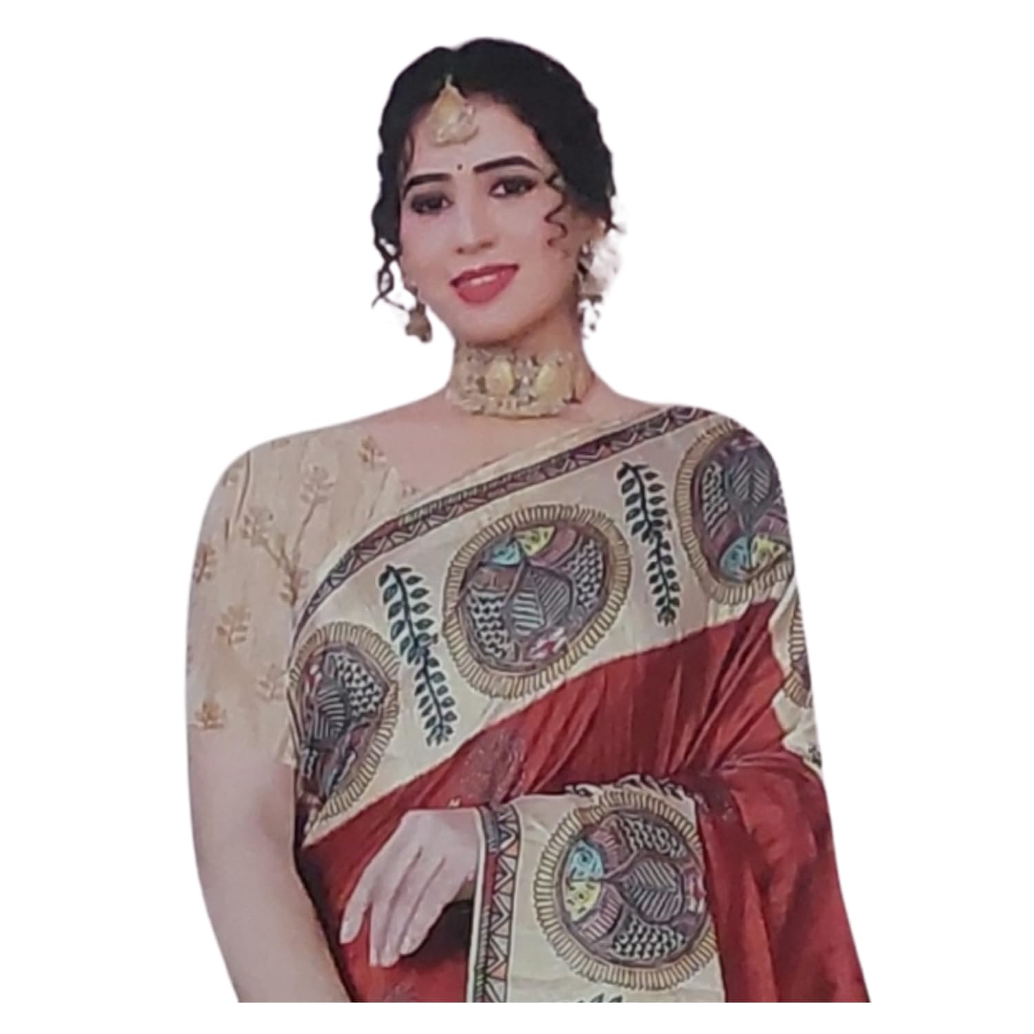 Zingme Women's Bhagalpuri Jacquard Saree with Digital Print | Elegant Ethnic Wear for Festive & Party Occasions