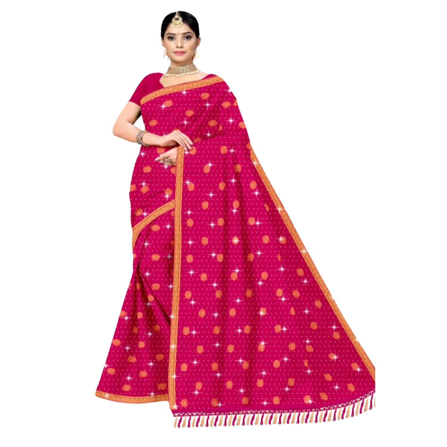 Zingme Women's Embroidered Bollywood Cotton Linen Saree - Lightweight & Elegant Traditional Wear