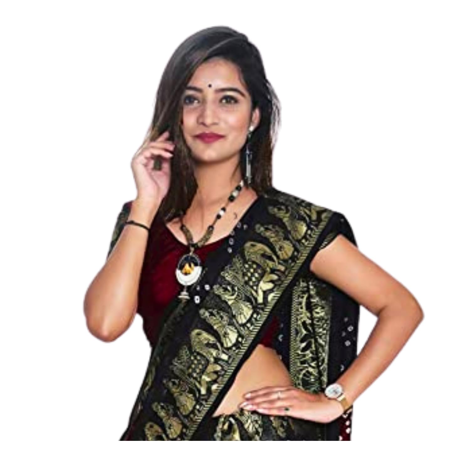 Zingme Women's Banarasi Silk Blend Saree with Blouse Piece - Elegant Traditional Ethenic Wear for Special Occasions
