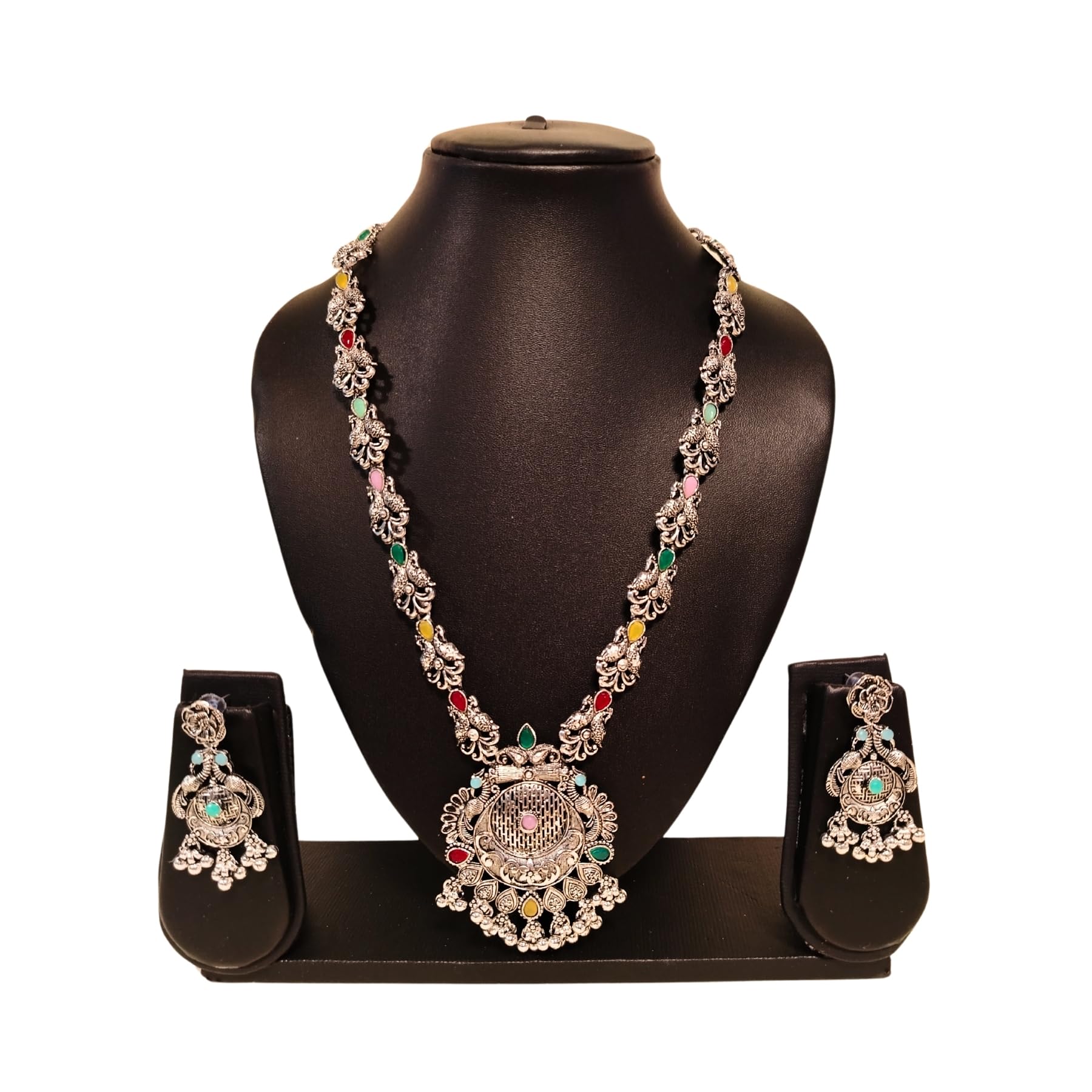 Zingme Stylish Oxidised Jewellery Long Necklace Set for Women & Girls