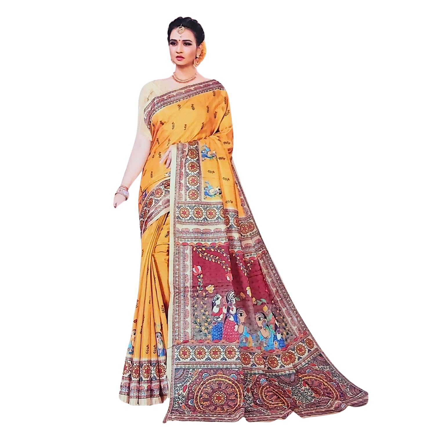 Zingme Women's Bhagalpuri Jacquard Saree with Digital Print | Elegant Ethnic Wear for Festive & Party Occasions
