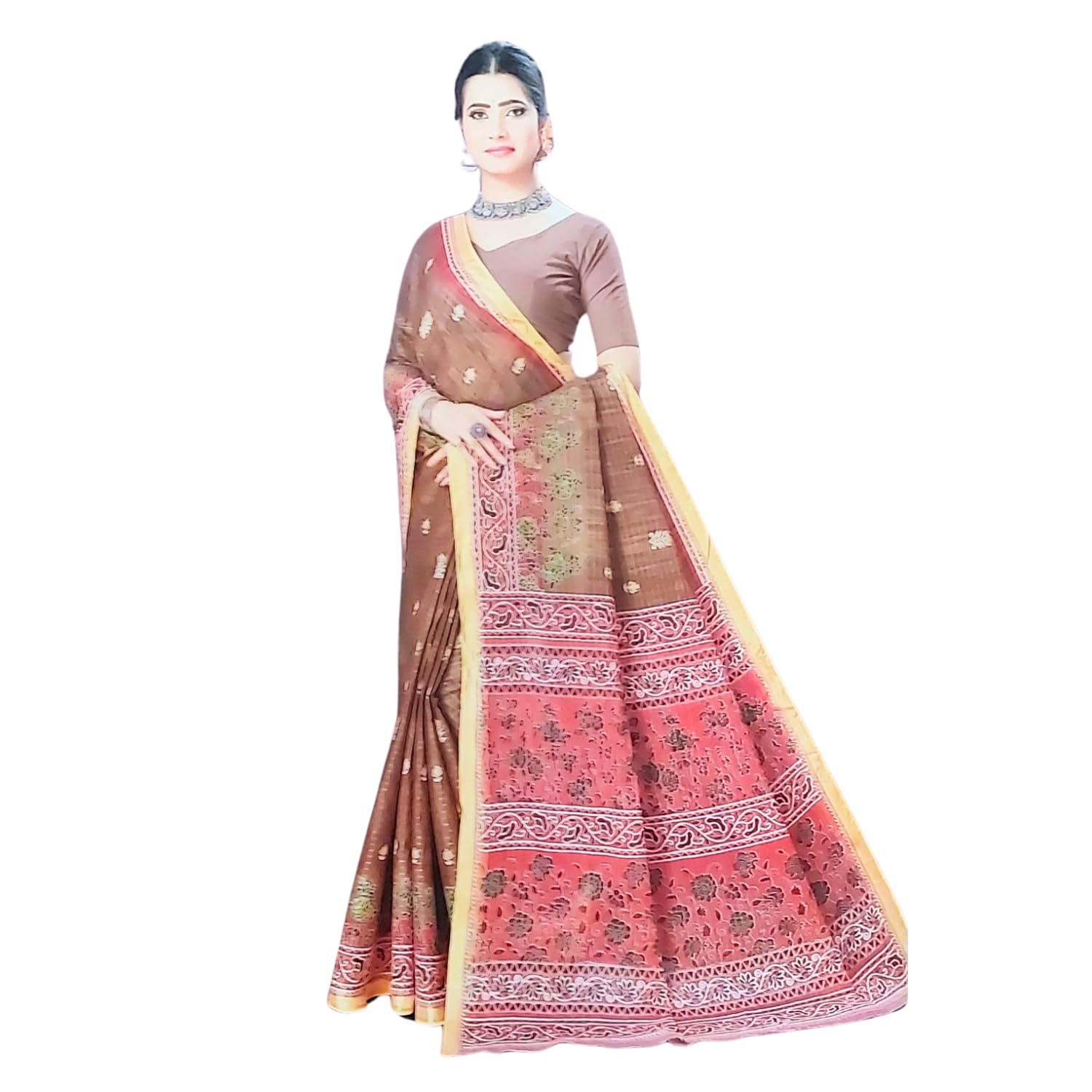 Zingme Women's Printed Art Silk Saree with Blouse Piece - Lightweight Ethnic Wear for Festive and Special Occasions