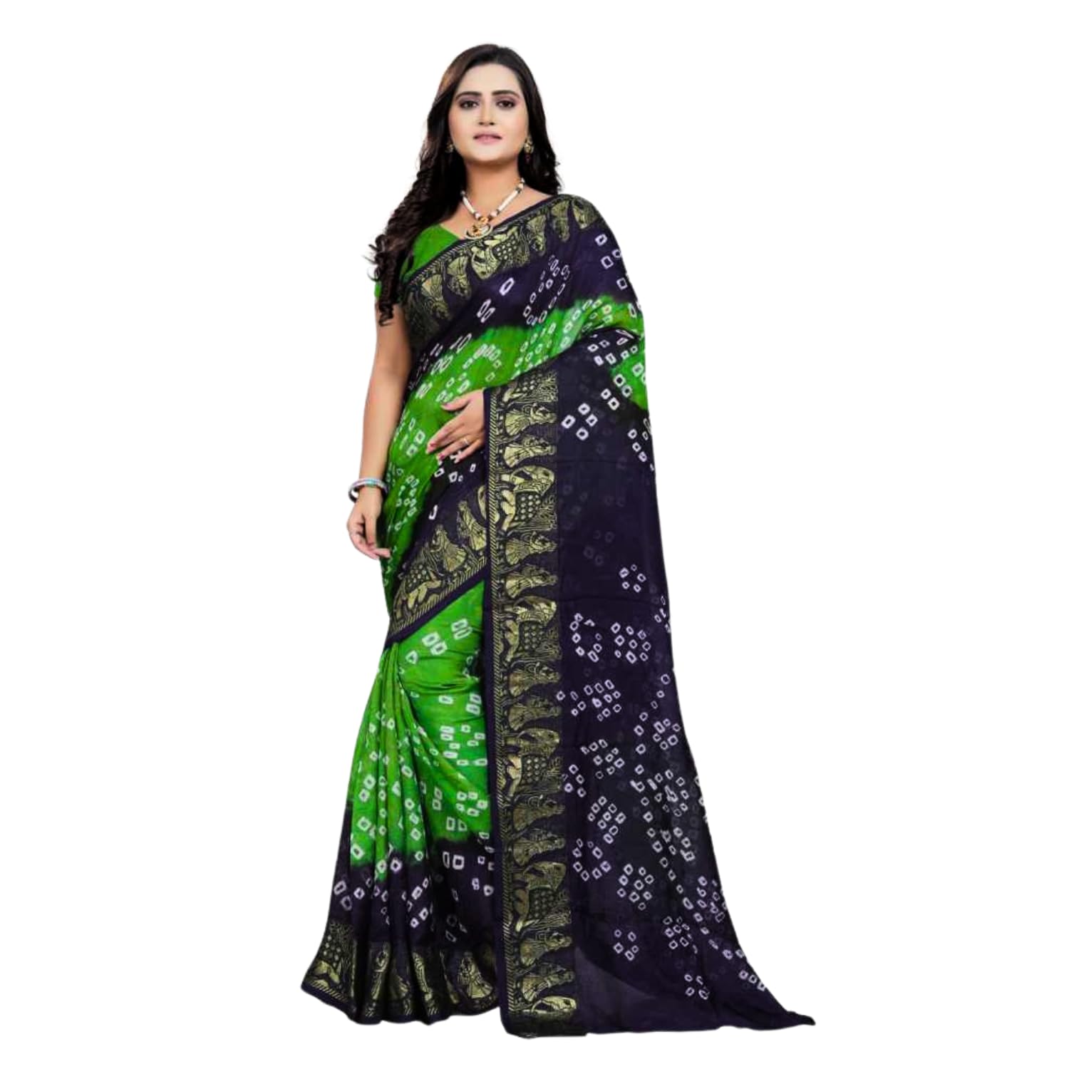 Zingme Elegant Art Silk Bandhani Saree – Traditional Indian Ethnic Wear for Festive Occasions