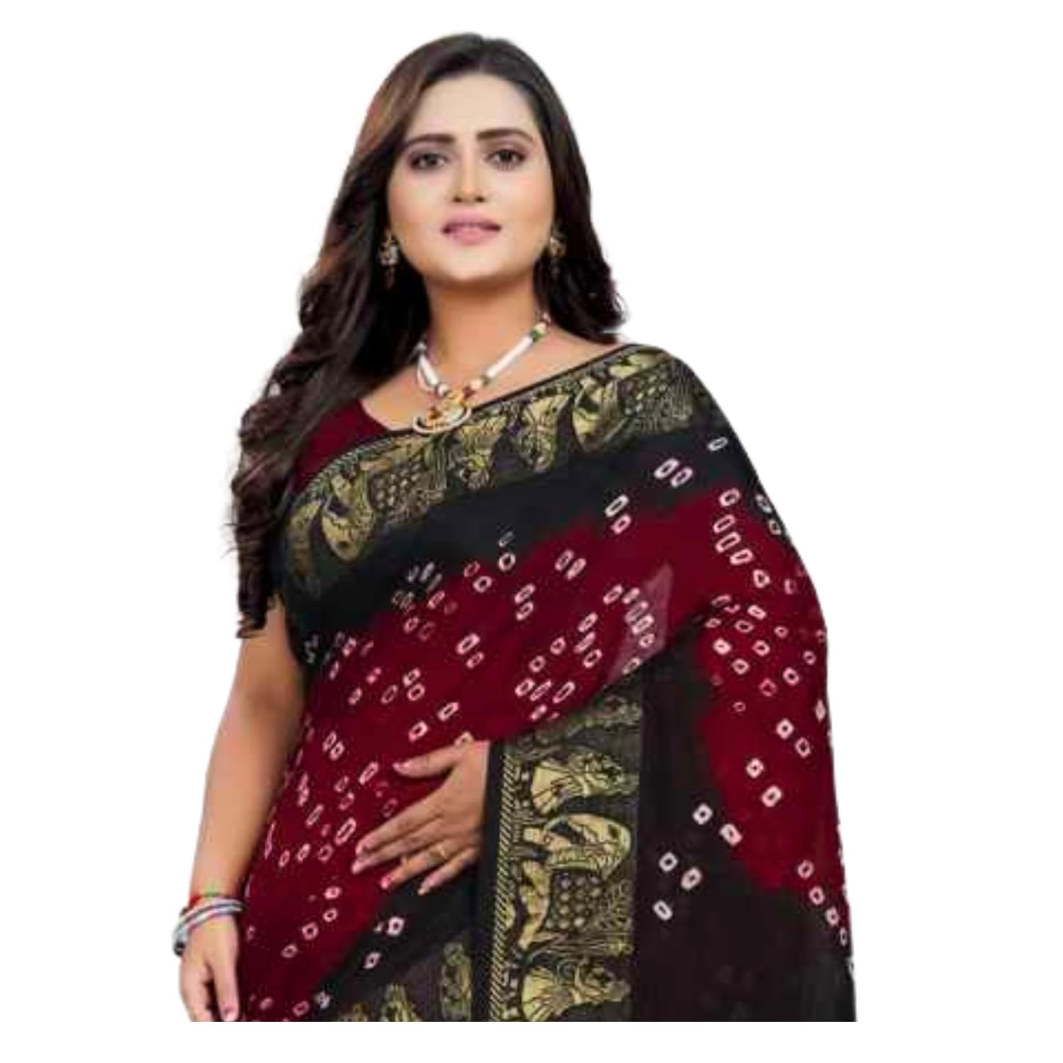 Zingme Elegant Art Silk Bandhani Saree – Traditional Indian Ethnic Wear for Festive Occasions