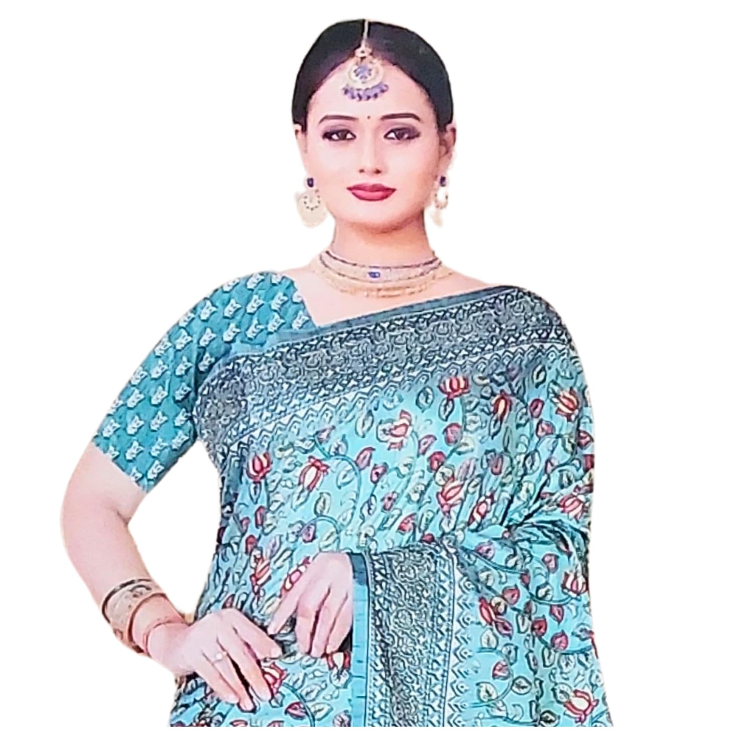 Zingme Women's Bhagalpuri Jacquard Saree with Digital Print | Elegant Ethnic Wear for Festive & Party Occasions
