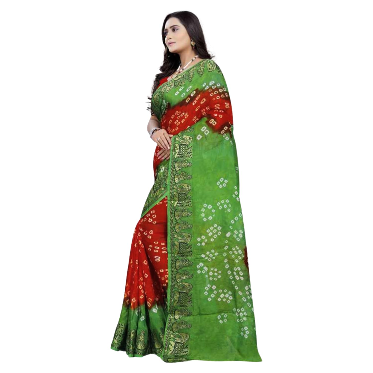 Zingme Elegant Art Silk Bandhani Saree – Traditional Indian Ethnic Wear for Festive Occasions