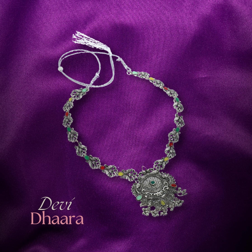 Zingme Stylish Oxidised Jewellery Long Necklace Set for Women & Girls