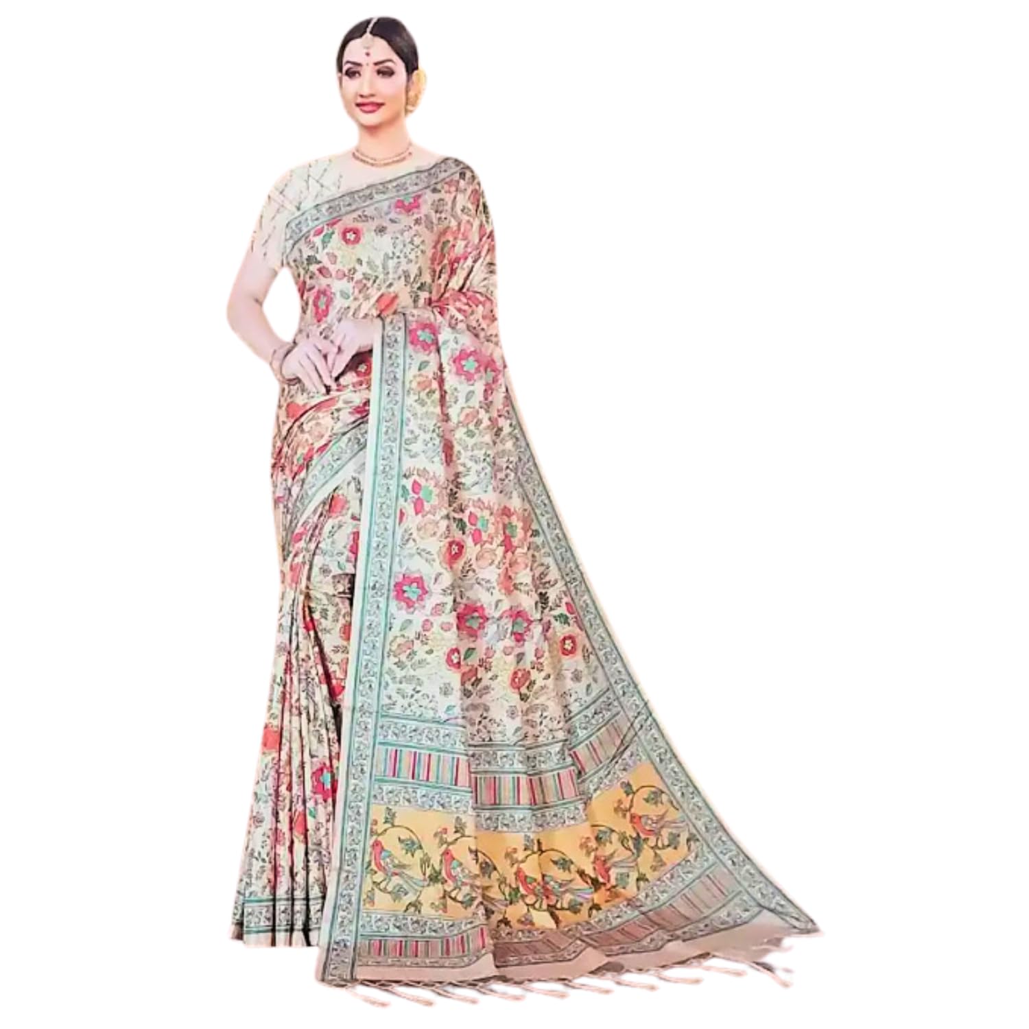 Zingme Women's Bhagalpuri Jacquard Saree with Digital Print | Elegant Ethnic Wear for Festive & Party Occasions