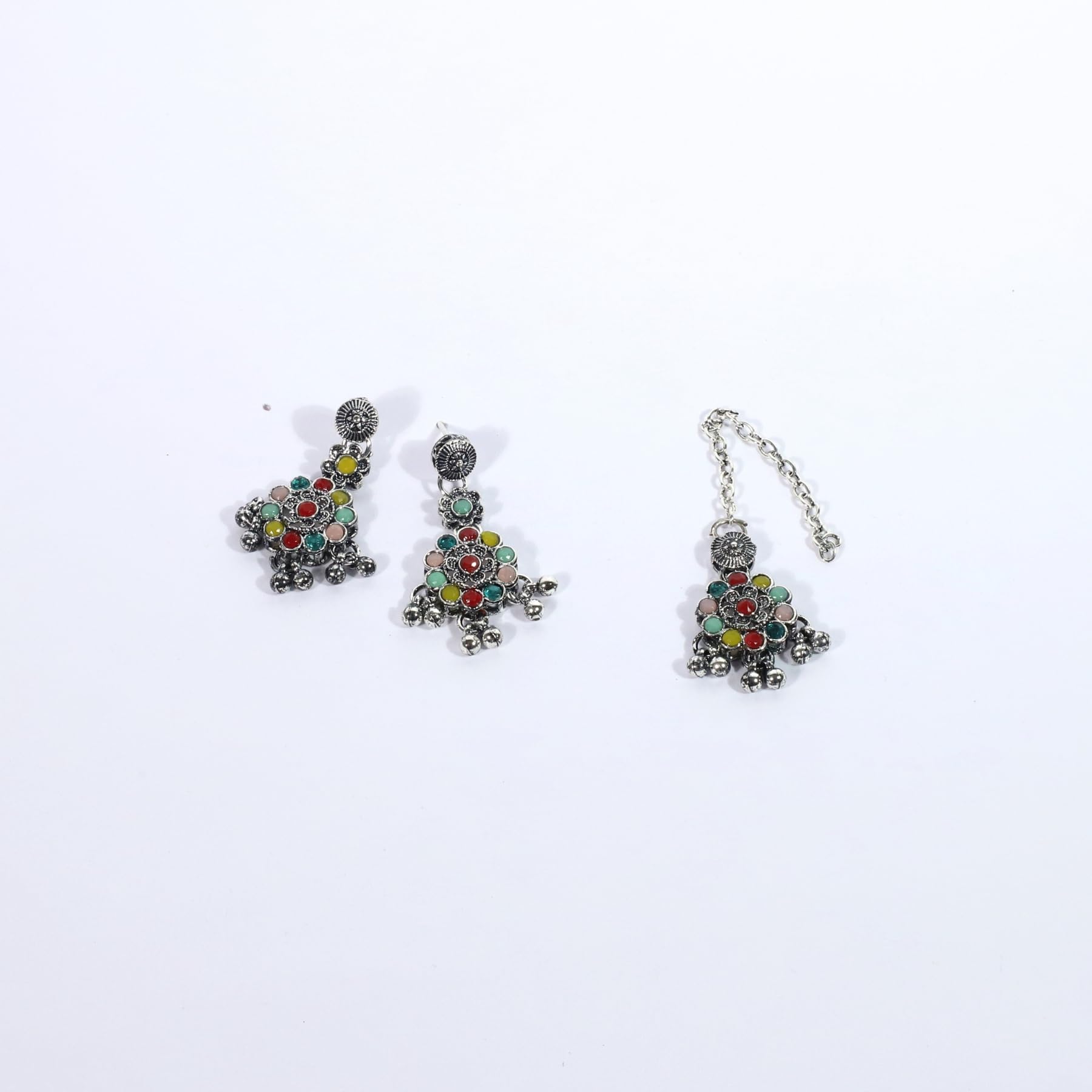 Zingme Latest Stylish Traditional Oxidised Silver Necklace Jewellery Set for Women