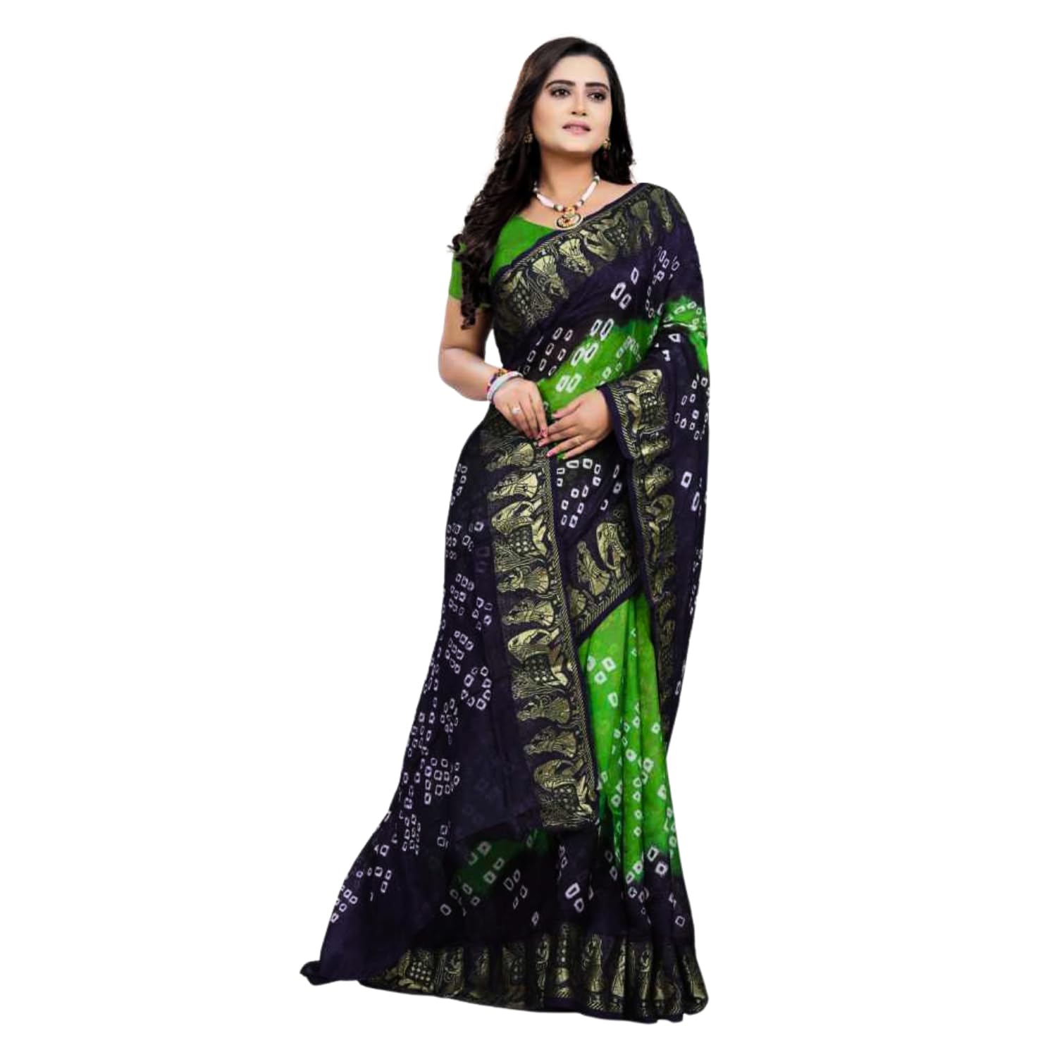 Zingme Elegant Art Silk Bandhani Saree – Traditional Indian Ethnic Wear for Festive Occasions