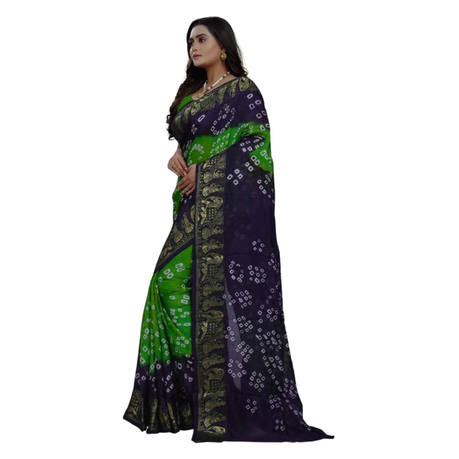 Zingme Elegant Art Silk Bandhani Saree – Traditional Indian Ethnic Wear for Festive Occasions