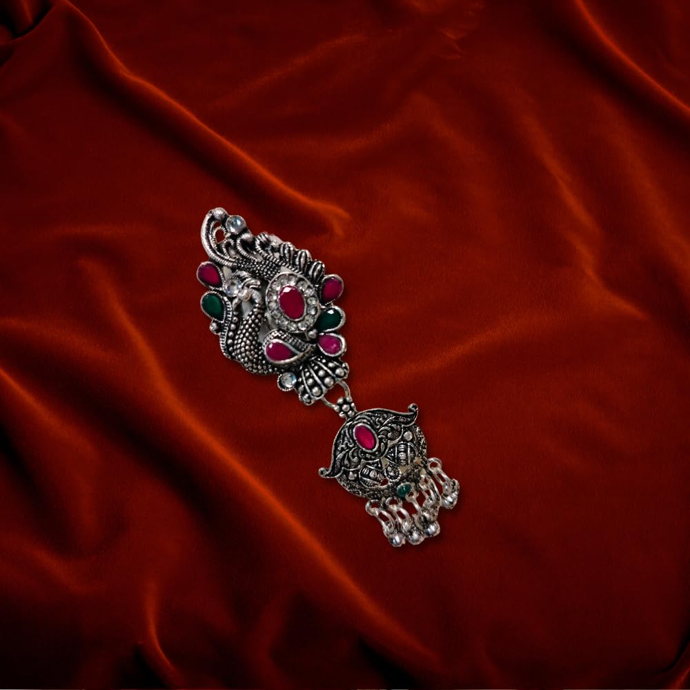ZingMe Silver Plated Stone Studded Saree Clip Saree Accessories