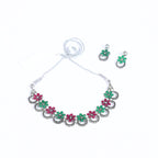 Zingme Latest Stylish Traditional Oxidised Silver Necklace Jewellery Set for Women