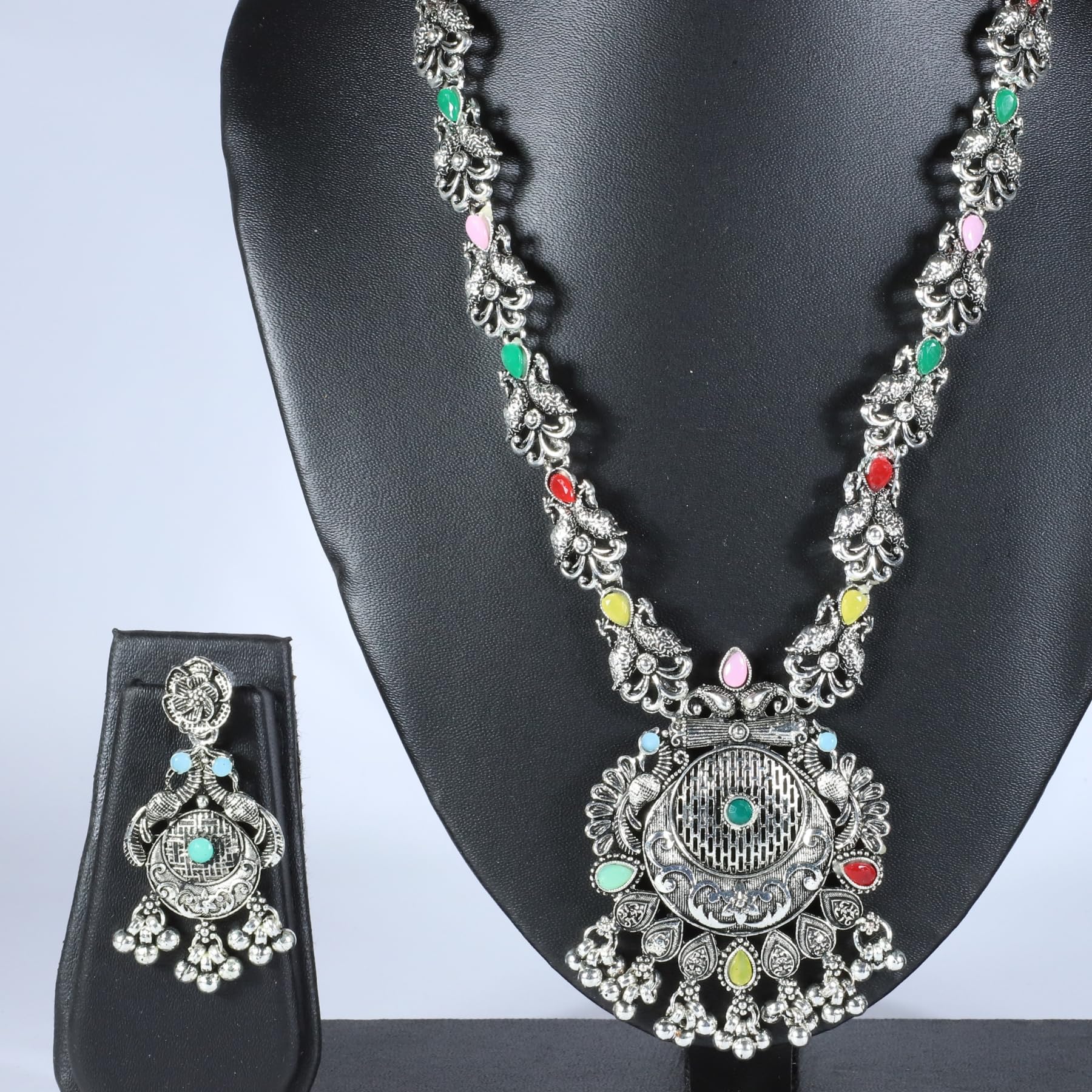 Zingme Stylish Oxidised Jewellery Long Necklace Set for Women & Girls