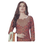 Zingme Women's Cotton Printed Unstitched Salwar Suit Dress Material with Printed Dupatta - Comfortable Ethnic Wear for Daily and Special Occasions