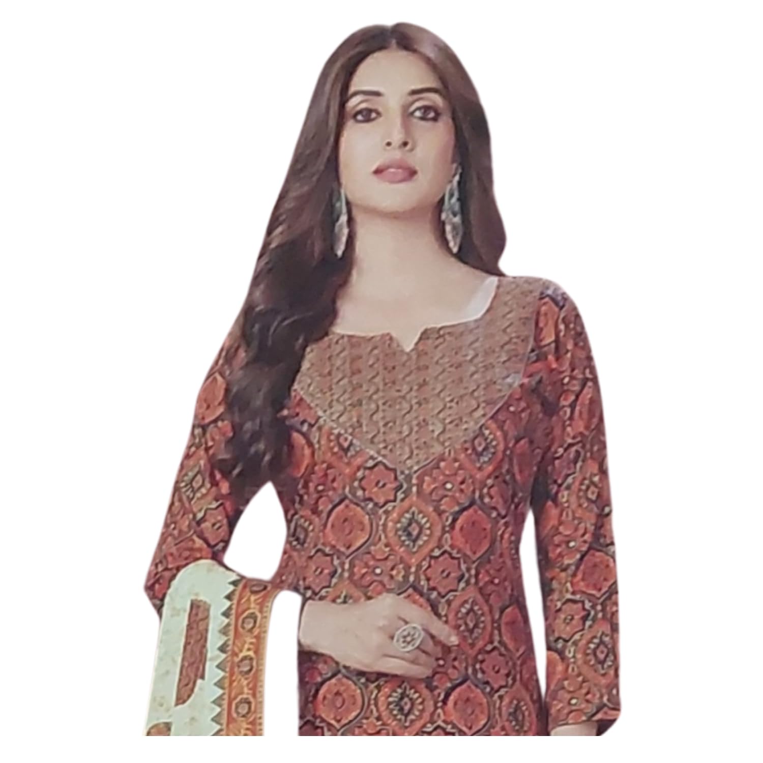 Zingme Women's Cotton Printed Unstitched Salwar Suit Dress Material with Printed Dupatta - Comfortable Ethnic Wear for Daily and Special Occasions