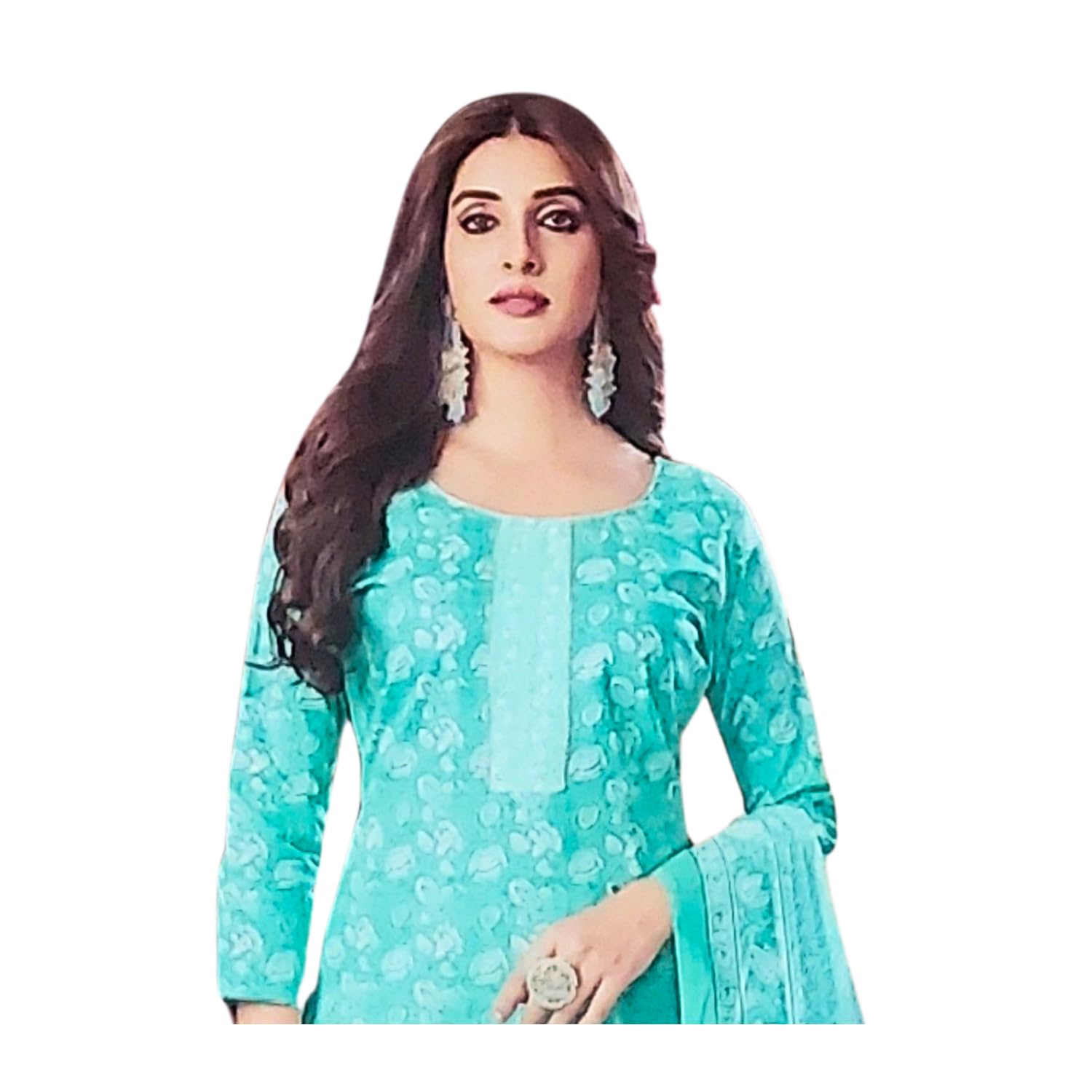 Zingme Women's Cotton Printed Unstitched Salwar Suit Dress Material with Printed Dupatta - Comfortable Ethnic Wear for Daily and Special Occasions