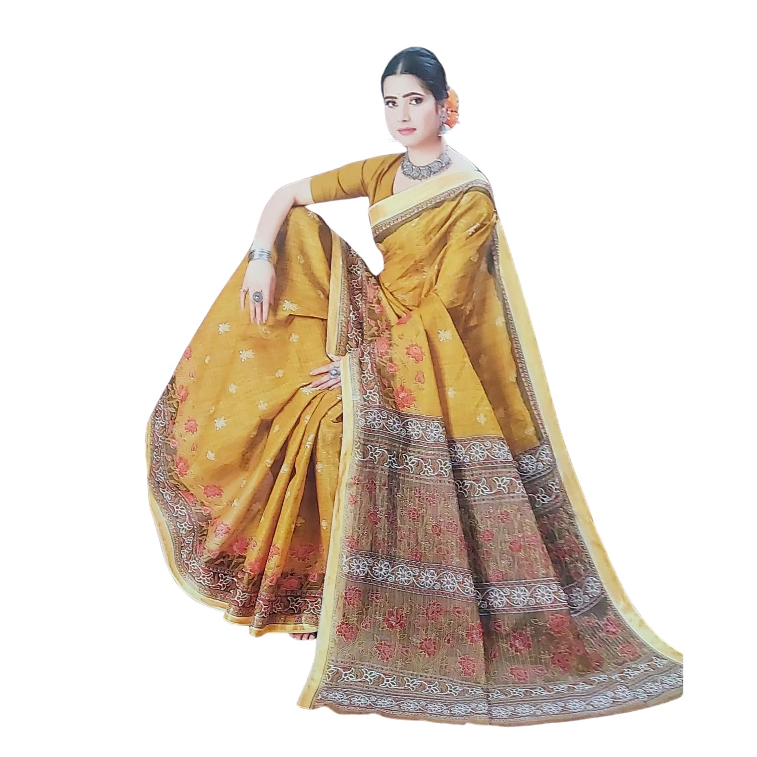 Zingme Women's Printed Art Silk Saree with Blouse Piece - Lightweight Ethnic Wear for Festive and Special Occasions